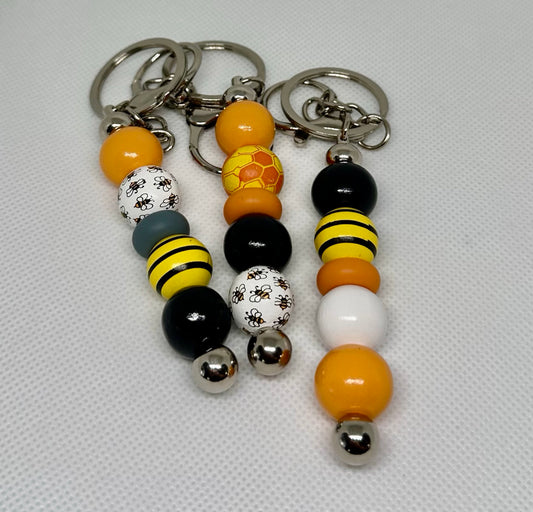 Wood Beaded Keychain