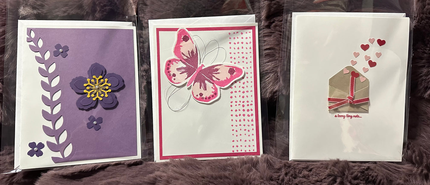 Handmade Greeting Cards. Set of three