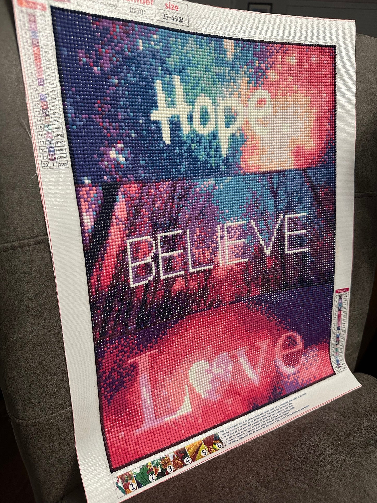 Hope, Believe, Love - Diamond Art