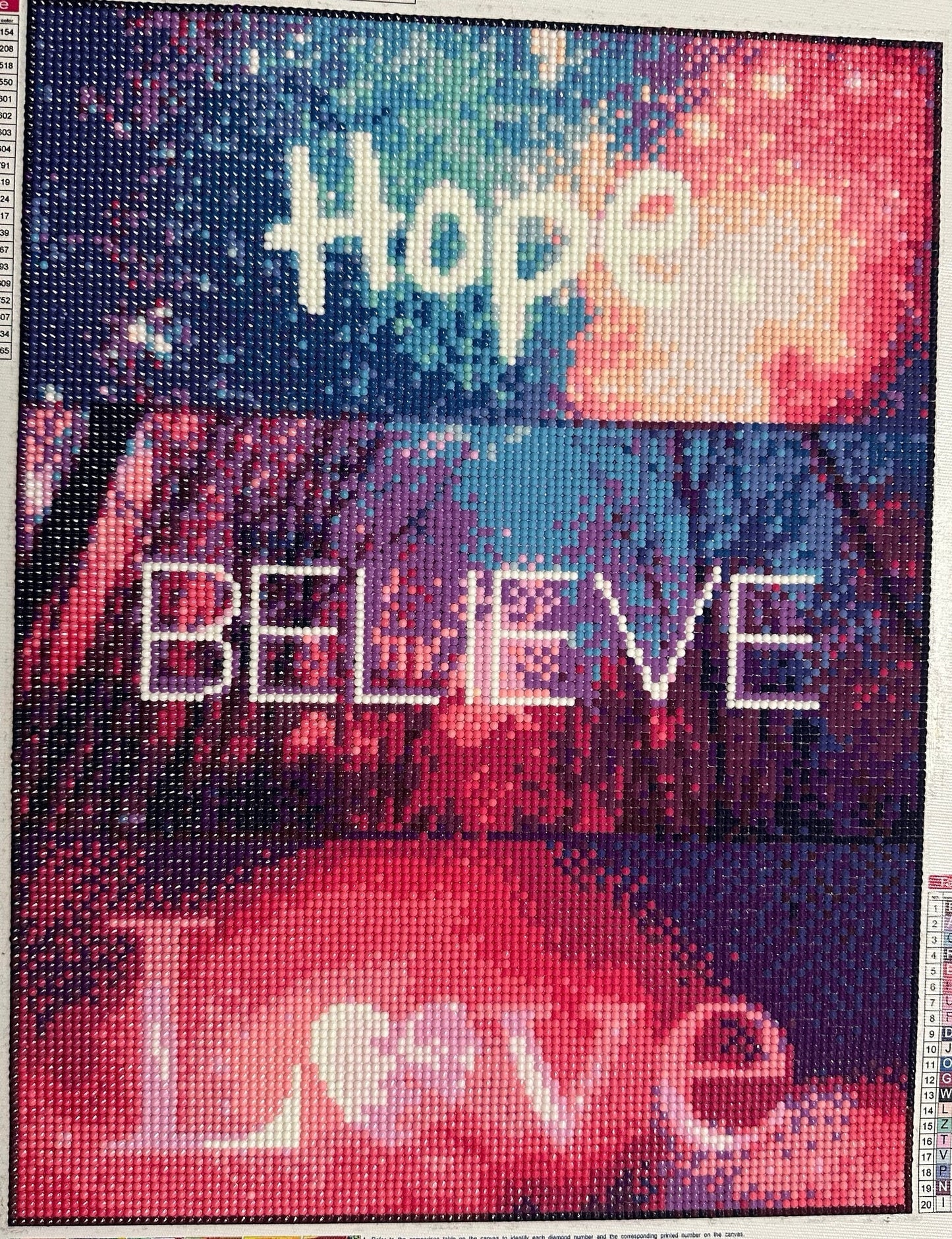 Hope, Believe, Love - Diamond Art