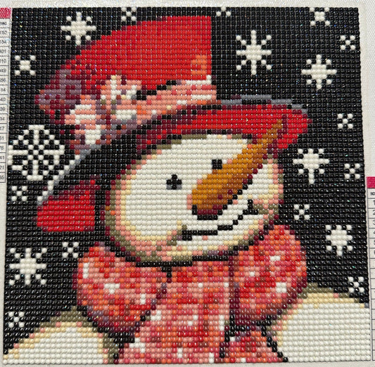 Snowman Face with Snowflakes - Diamond Art