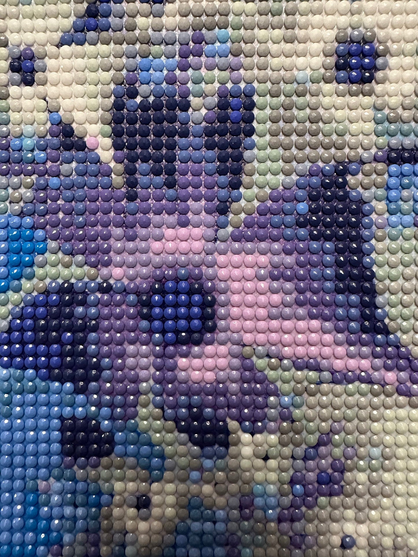 Pointed Purple, Blue, and White Flowers - Diamond Art