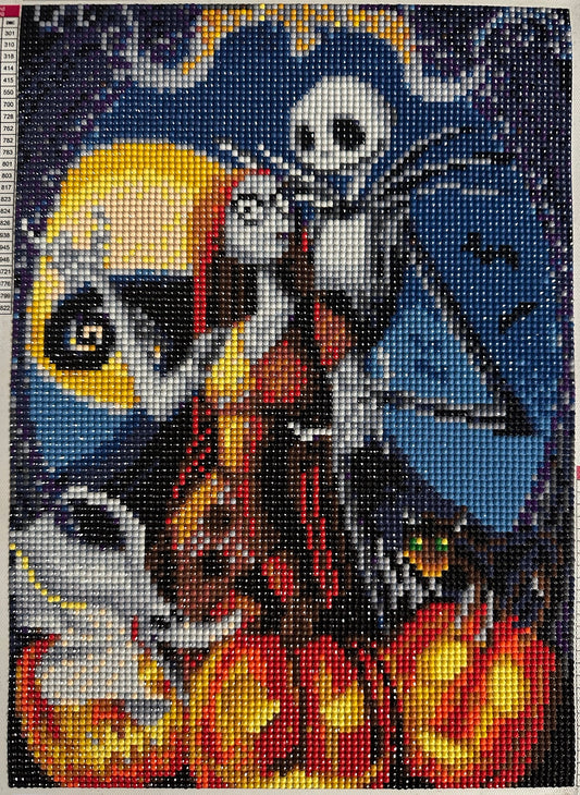 Jack & Sally, and Pumpkins - Diamond Art