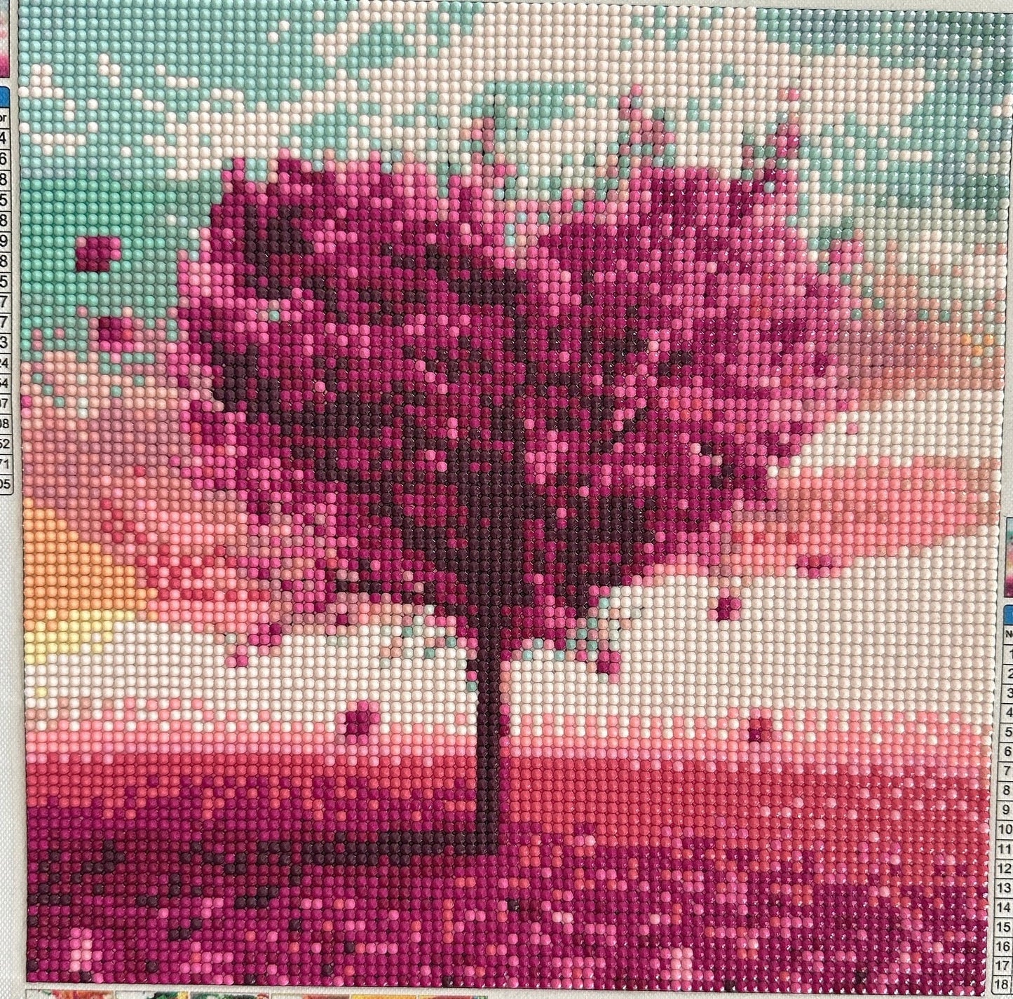 Pink Heart-Shaped Tree - Diamond Art