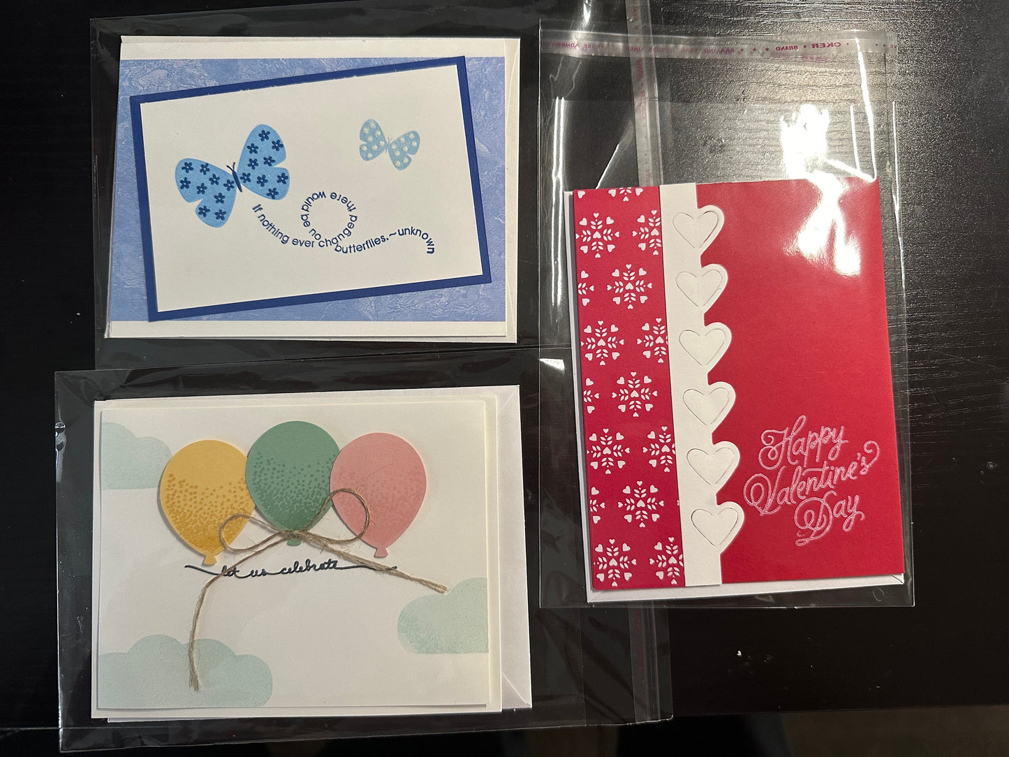 Handmade Greeting Cards. Set of three