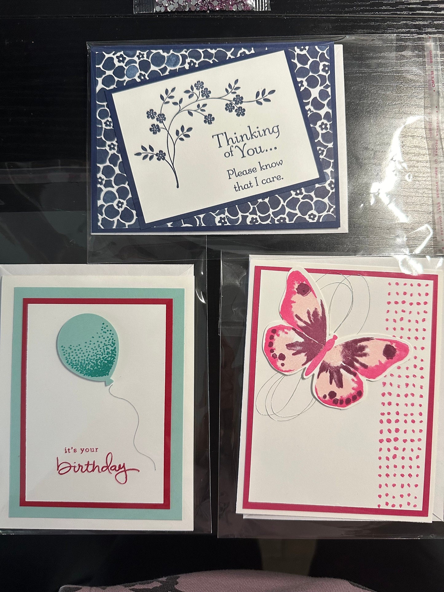 Handmade Greeting Cards. Set of three